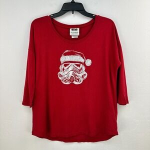 Star Wars Slumber Munki Munki PJ Top Womens Medium Red Shirt Christmas Santa Hat